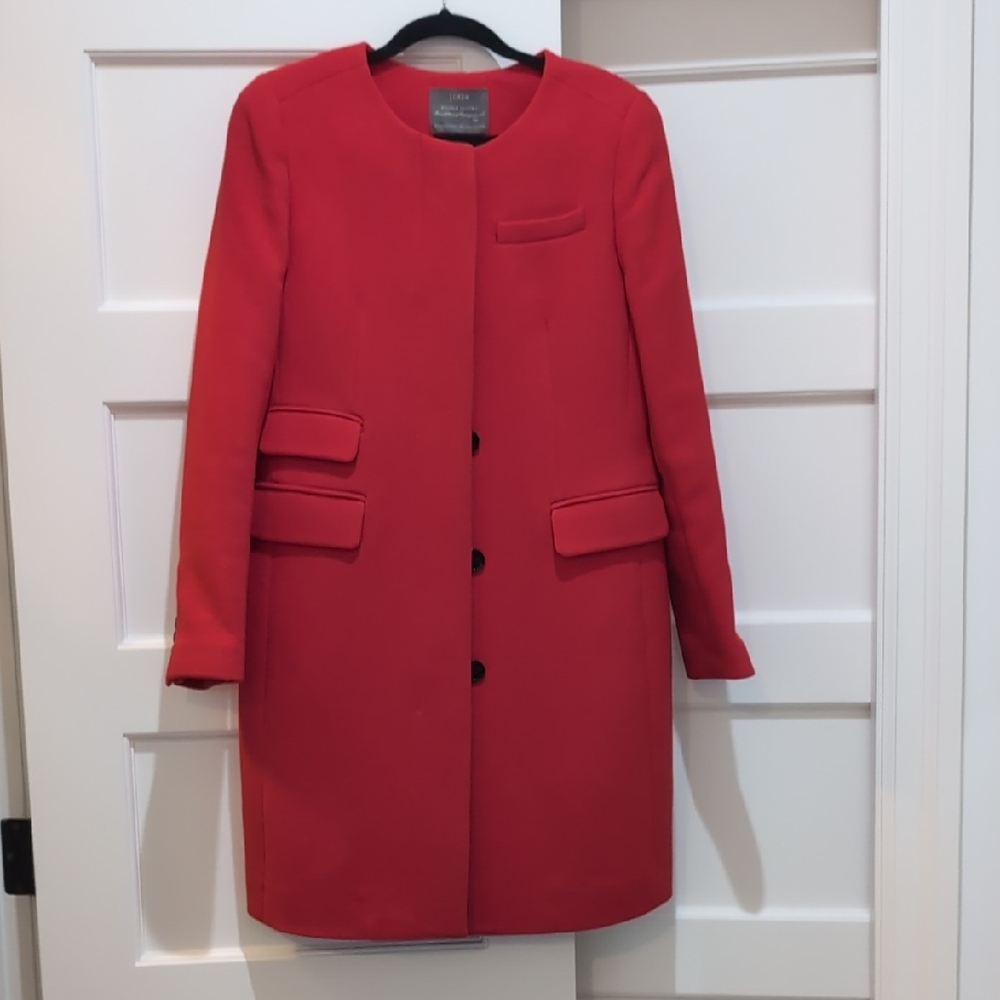J Crew Red Double Cloth Coat